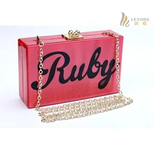 Акриловая леди лоскут Вечеринка свадебные сумки 1.2 метра цепи принт красный фон черный письмо сумки дизайн бренда мешок 5129