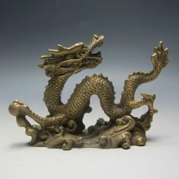 

Elaborate Old Chinese Handwork Brass Carved Dragon Play Bead Statue