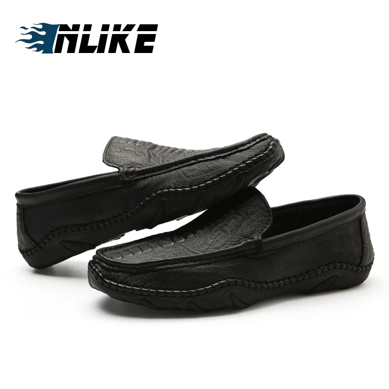 Condução Mocassins Inlike Preguiçosos De Slip branco Sapatos Luxo Genuíno Couro Casuais On Homens Doug Dos brown Preto 8vzqr8
