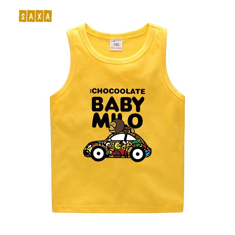 

Children's vest 2019 summer new children's clothes 100% cotton cartoon children's T-shirt kids T-shirt boy vest