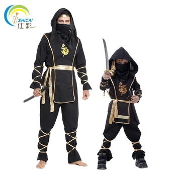 

Ninja Japanese Warrior Cosplay Suit Costume Roleplay Dance Party Activities Halloween Christmas Carnival Adult Children Black