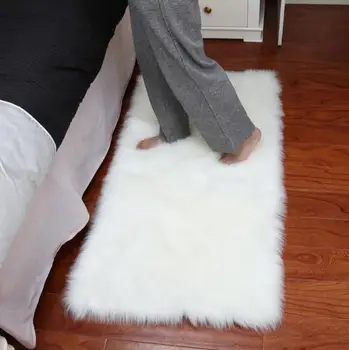 

Faux Mat Soft Hairy Cloud living room Carpet Sheepskin Soft Bedroom Faux Mat Seat Pad Plain Skin Fur Area Rugs Washable mat