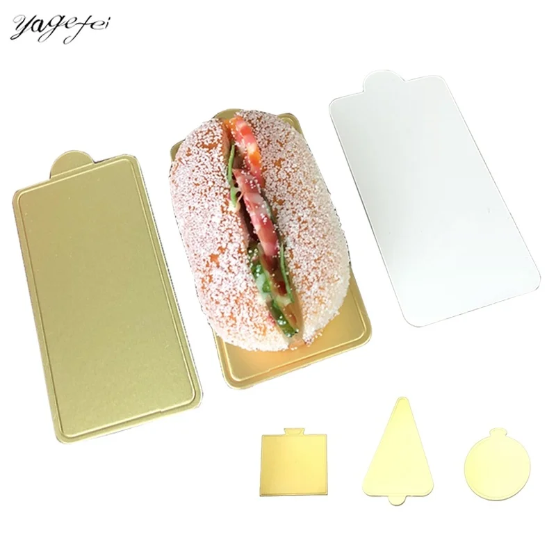 

100pcs Durable Paper Baking Mousse Trays Creative Golden Cake Bottom Brackets Practical Round Square Bakeware Cake Cardboards