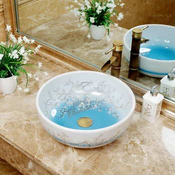 

Washbasin ceramic above counter basin round art wash basin European wash basin home bathroom wash lo1261816