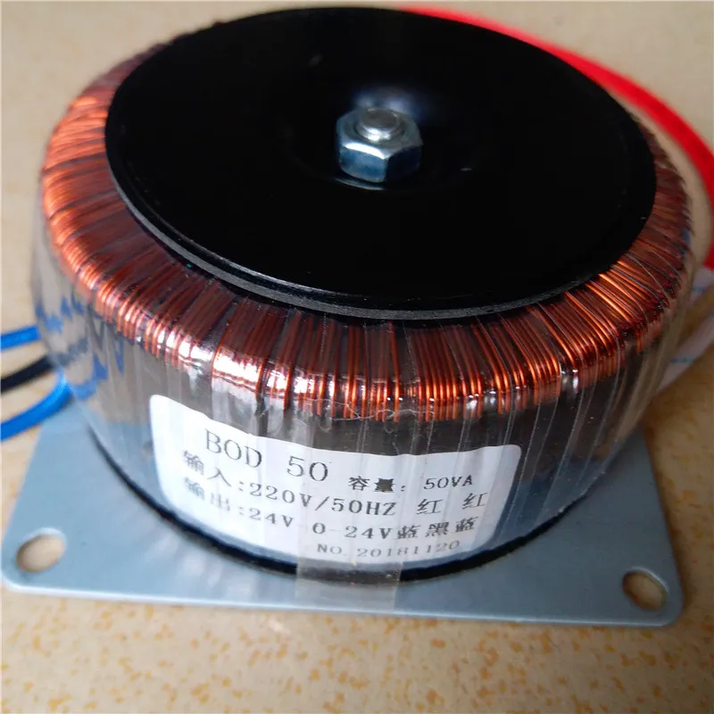 24V-0-24V 1A Кольцевой трансформатор медный 50VA 220V вход двойной 24V заказной тороидальный трансформатор для усилителя питания