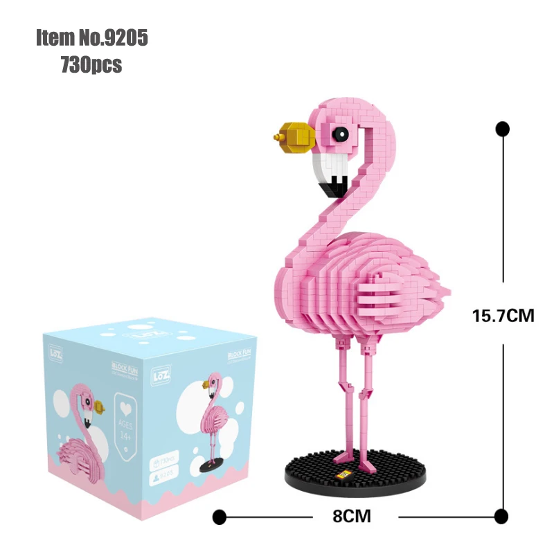 Diamond Blocks monkey duck cat flamingo model Cartoon Anime Animal Figures Buidling blcoks Educational Toys for Children 