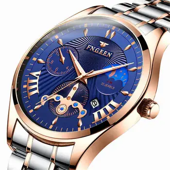 

FNGEEN New Fashion Men Watches Analog Quartz Wristwatches 30M Waterproof Chronograph Sport Date Steel Band Watches montre homme