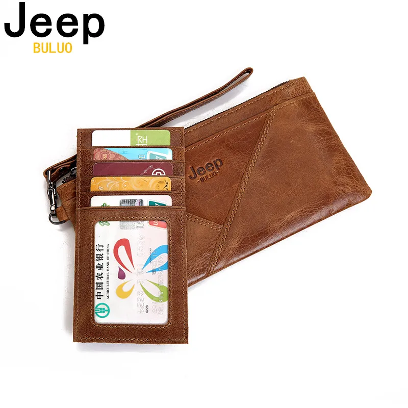 Женский кошелек для iPhone jeep buluo коричневый бумажник из натуральной кожи с