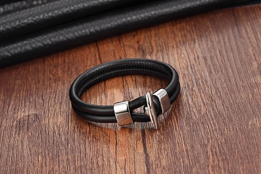 XQNI модный стиль для мужчин и женщин из натуральной кожи крючок для браслетов дизайн 21 см якорь браслет с узором и браслет для подарка на день рождения скидка