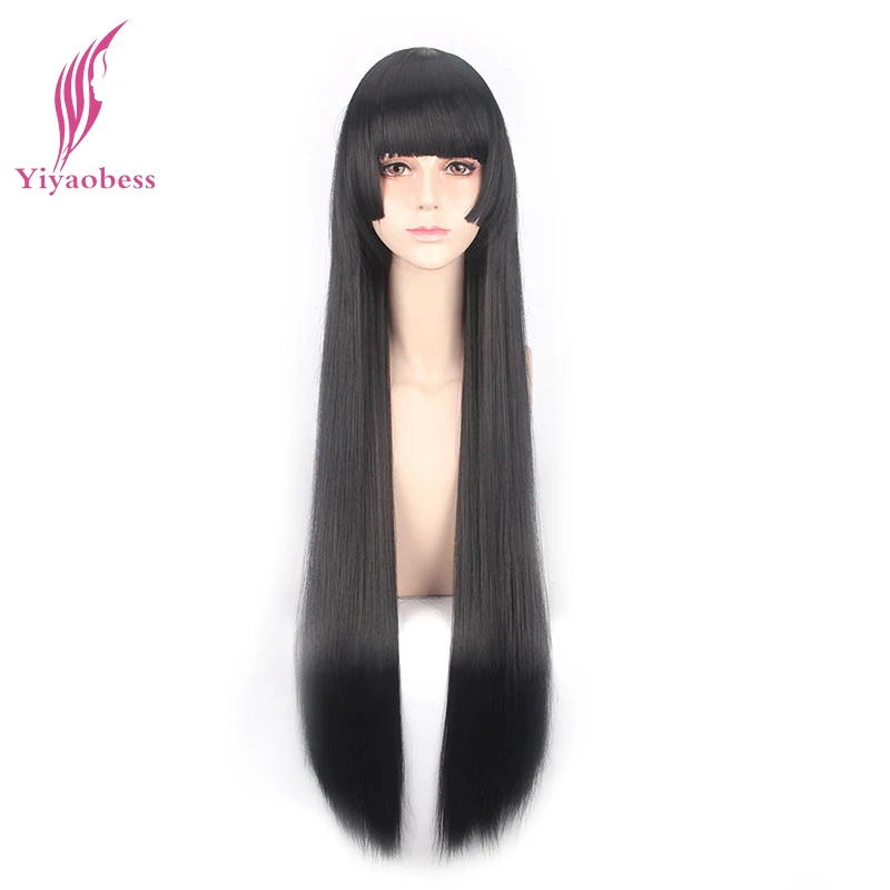 

Yiyaobess Onmyoji Long Black Wig Cosplay Synthetic Straight Hair Bangs Women Wigs For Costume Party