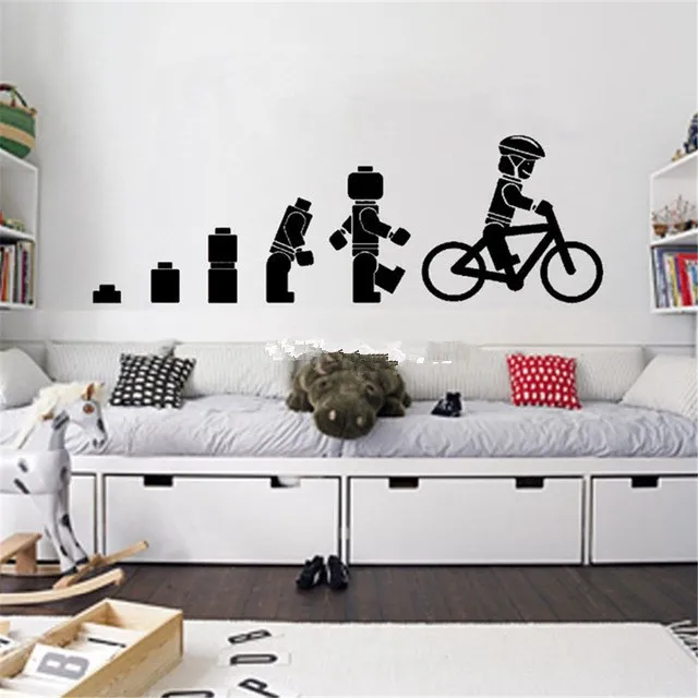 Evolution Of The Cycling Lego man настенная художественная наклейка детская виниловая для