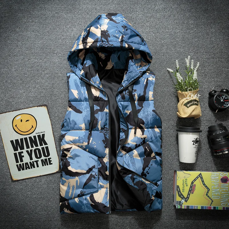 women Hooded down cotton vest Autumn Winter Vest Plus size 4XL Camouflage Wear Thicken Warm cotton-padded waistcoat Couple vest women Hooded down cotton vest Autumn Winter Vest Plus size 4XL Camouflage Wear Thicken Warm cotton-padded waistcoat Couple vest