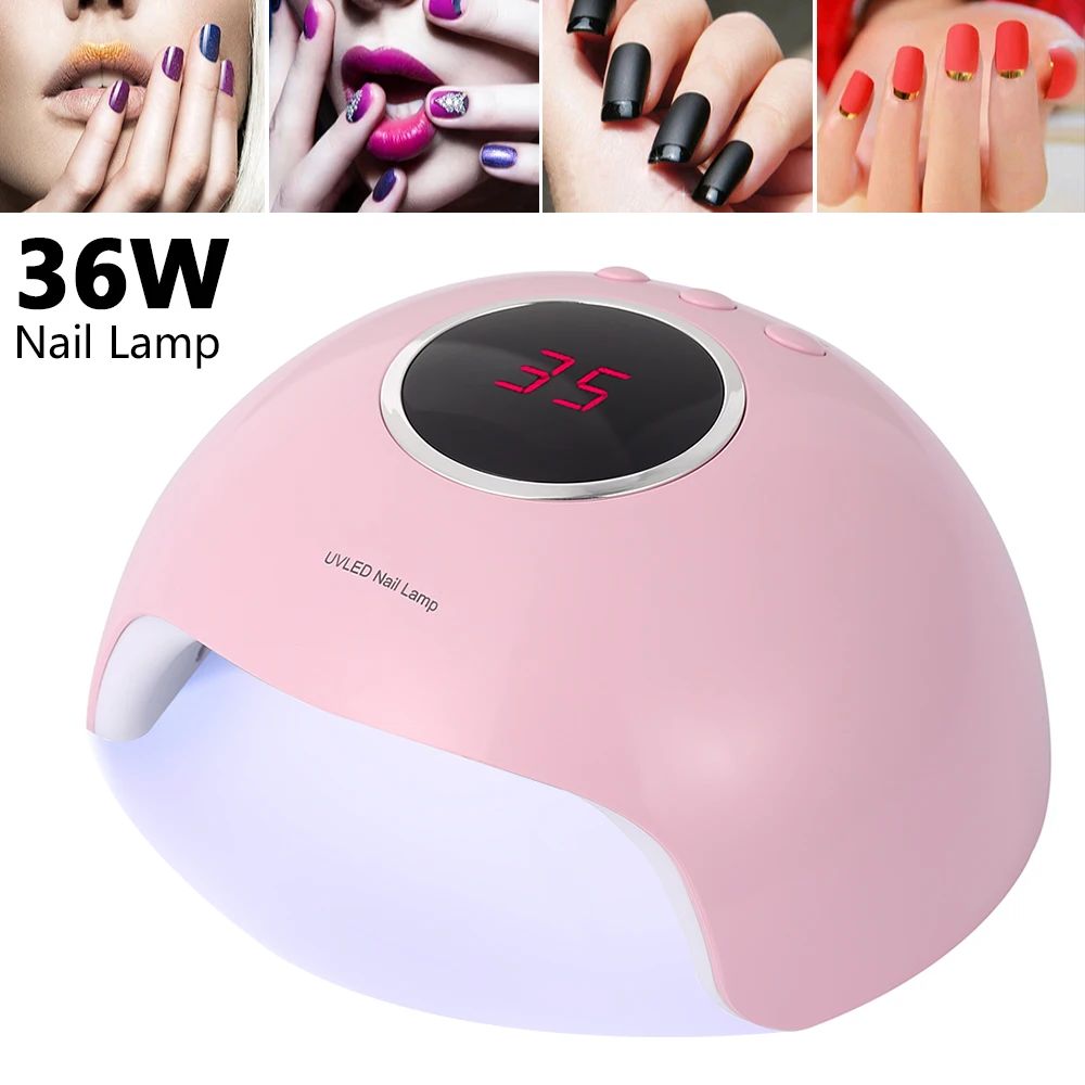 36W LED Lamp for Nail with LCD UV Lamp for Gel Nails Polish Nail Dryer for Manicure Sun Light 30s/60s/90s USB Connector