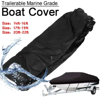 

600D Heavy Duty Trailerable Boat Cover Waterproof Anti-UV Ship Boat Awning Fishing Ski Speedboats Boat Cover Accessory
