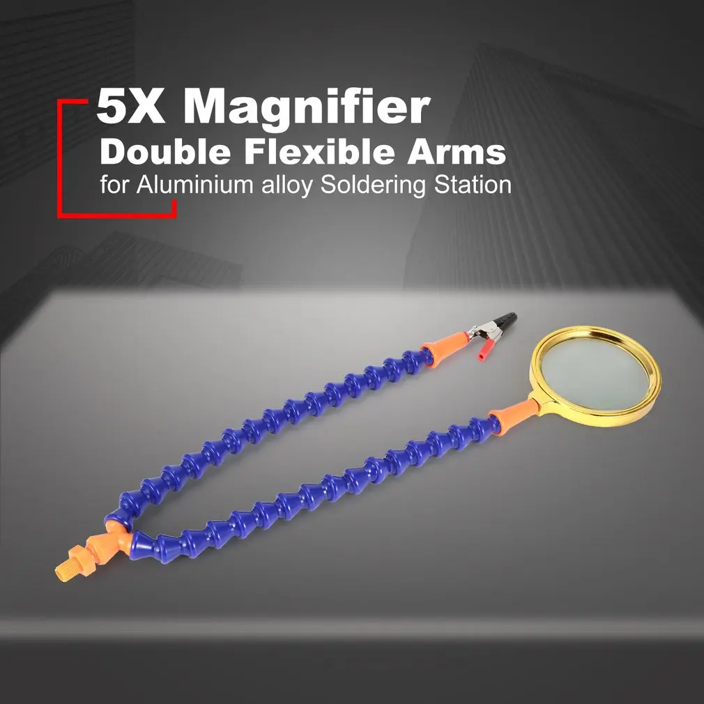 

5X Magnifier Spare Part Universal Strange Double Flexible Arms for Aluminium alloy Soldering Station PCB Fixture 70mm