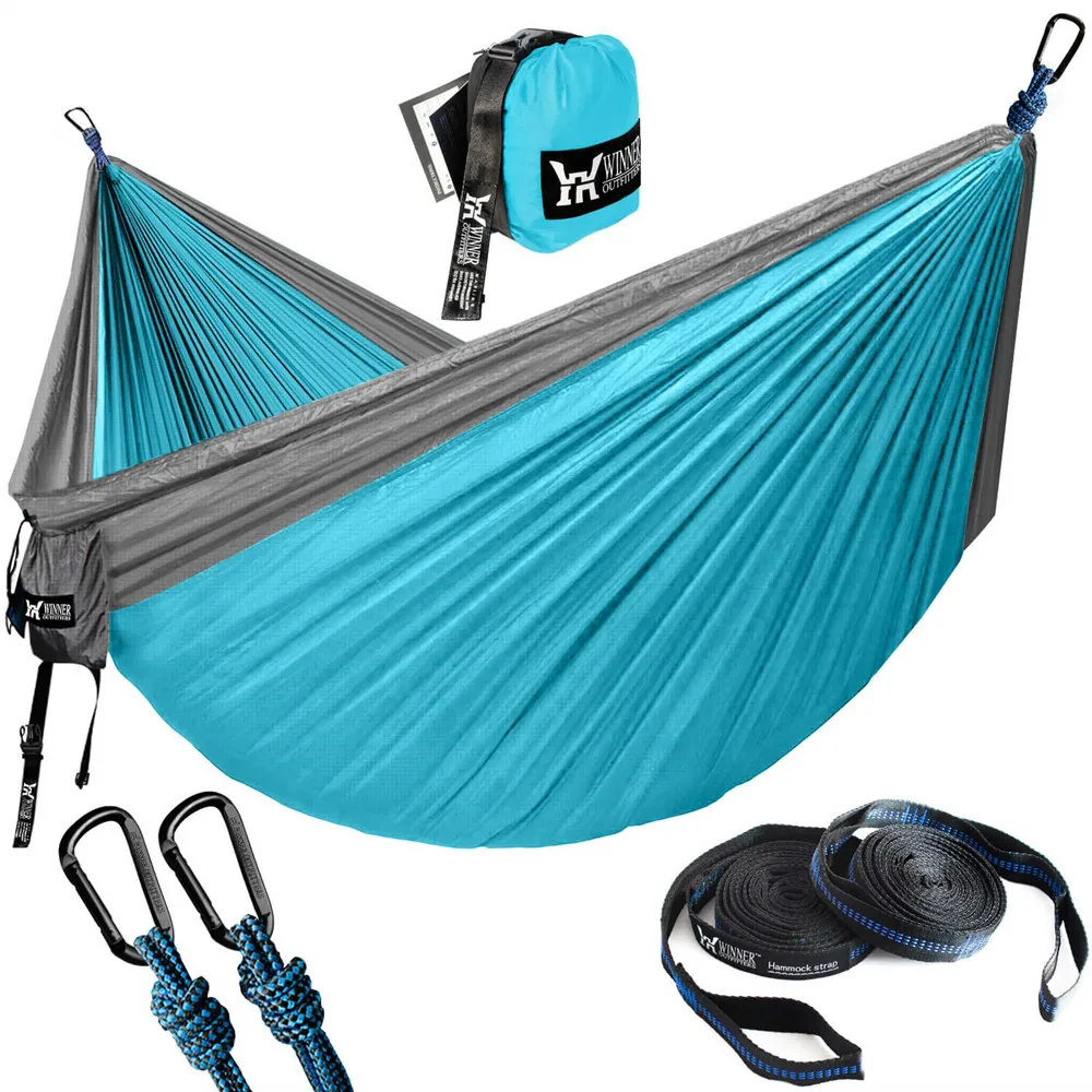 Portable Hammock Double Person Nylon Camping Hammock Survival Garden Hanging Sleeping Chair Travel Furniture Parachute Hammocks Portable Hammock Double Person Nylon Camping Hammock Survival Garden Hanging Sleeping Chair Travel Furniture Parachute Hammocks