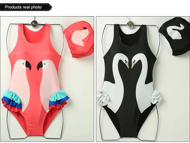 Andzhelika dzieci strój kąpielowy jeden kawałek dziewczyna Bird Print stroje kąpielowe Baby Cup Swim Hat dziecko Sport Body kąpielowy strój dla dziewczyn -