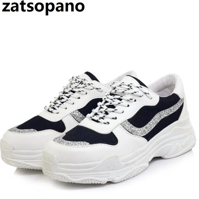 

29-46 New shoes women Platform Clunky Sneakers platform mesh+Leather Shoes Woman Casual Dad Shoes white sneakers tenis feminino