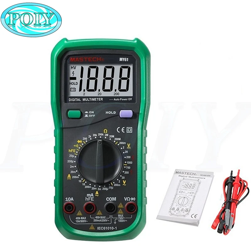 

MASTECH MY61 AC/DC Professional Electric Handheld Tester Meter Digital Multimeter Voltmeter Ohm Electrical Tester