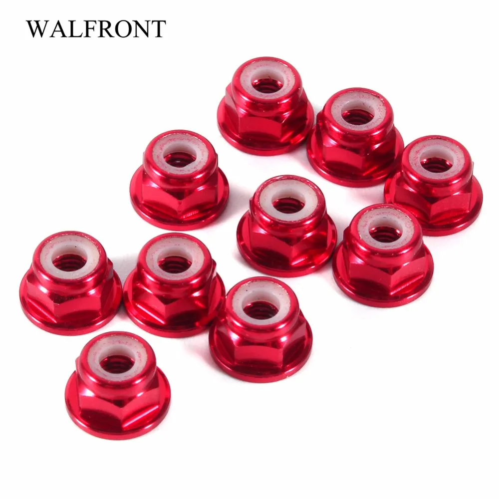 

10Pcs/Pack M3 Flanged Nut Nylon Insert Self-Lock Nut Surface Anodize Aluminum Alloy Hex Nuts 4 Colors Optional