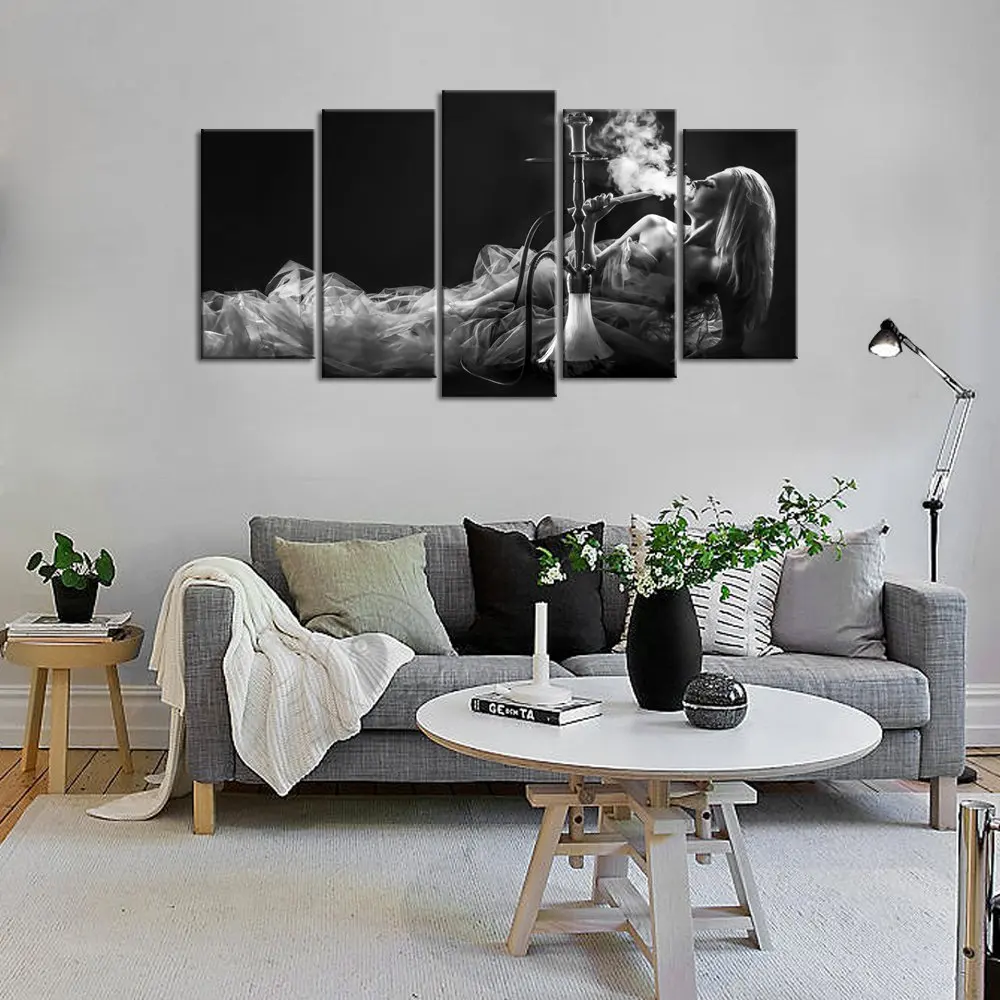 Картина на холсте Печать стены Искусство красивая женщина дым черно-белая картина фото для жизни для стены в спальне отеле украшения