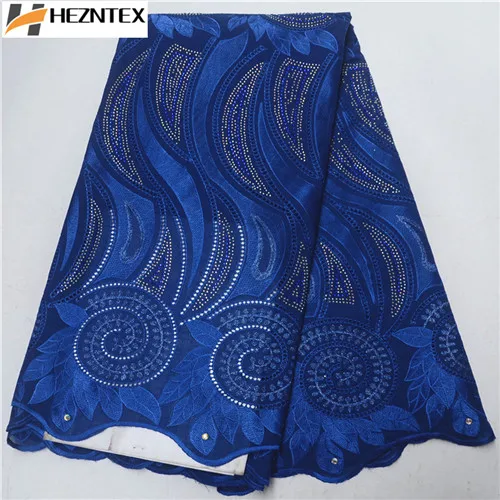 

Latest African Lace Fabric Royal Blue Swiss Voile Lace High Quality Emboridery Nigeria Cotton Lace French Lace Fabric PSA340-3