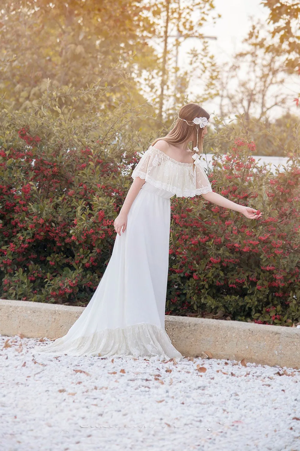 White Lace Maternity Dresses Photography Props Ruffles Shoulderless Maxi Maternity Gown Pregnancy Dress For Photo Shooting Women (6)