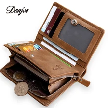 DANJUE мужской кошелек из натуральной яловой кожи, короткий кошелек на молнии для монет, маленькие винтажные кошельки, брендовые высококачественные дизайнерские брендовые кошельки с карманами