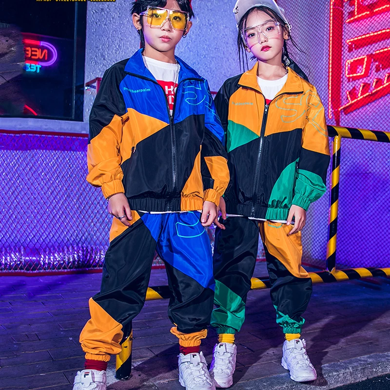 

2019 New Children Jazz Dance Costume Boys Girls Street Dancing Performance Wear Childs Hip Hop Dance Outfit Jacket Pants DWY1025