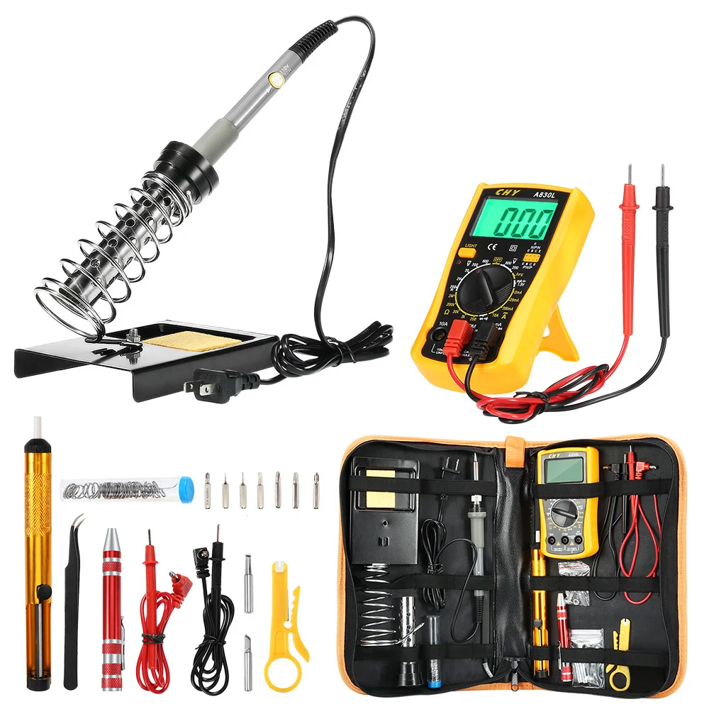 

D60 LCD Screen Soldering Iron Kit With Adjustable Temperature Welding Tool AD/DC Digital Multimeter Portable Welding Repair Tool