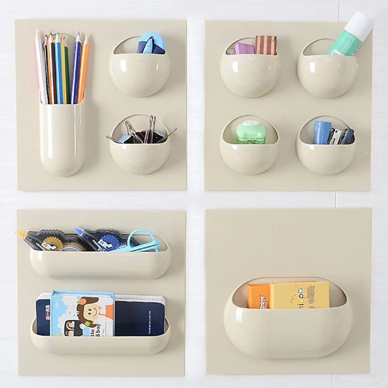 Multifunctional Plastic Bathroom Shelf Adhesive Decorative Wall Shelves