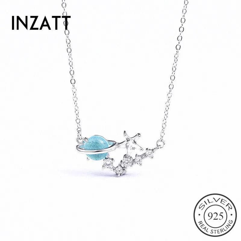 

INZATT Real 925 Sterling Silver Blue Planet Zircon Star Zircon Pendent Necklace For Women Party Exquisite Boho Jewelry 2018 Gift