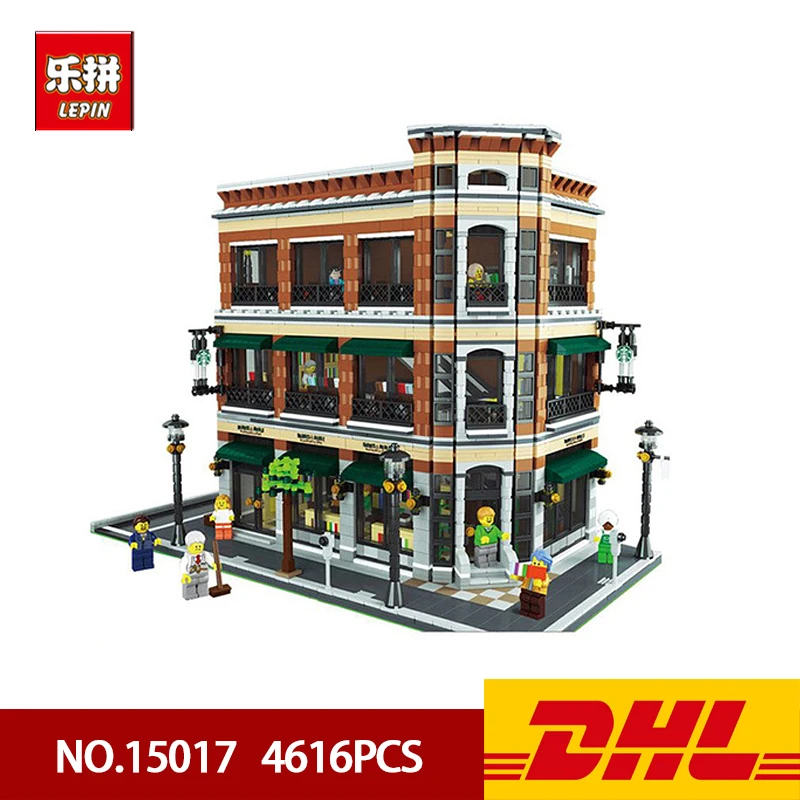 

LEPIN 15017 4616Pcs Starbucks Bookstore Cafe Model Building Kits Blocks Bricks Compatible for Children Toys Gift DHL