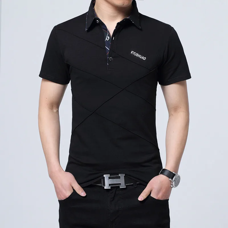 5XL летняя Мужская хлопковая футболка с коротким рукавом и отворотом, мужская деловая и Повседневная футболка с буквенным принтом, дышащие футболки