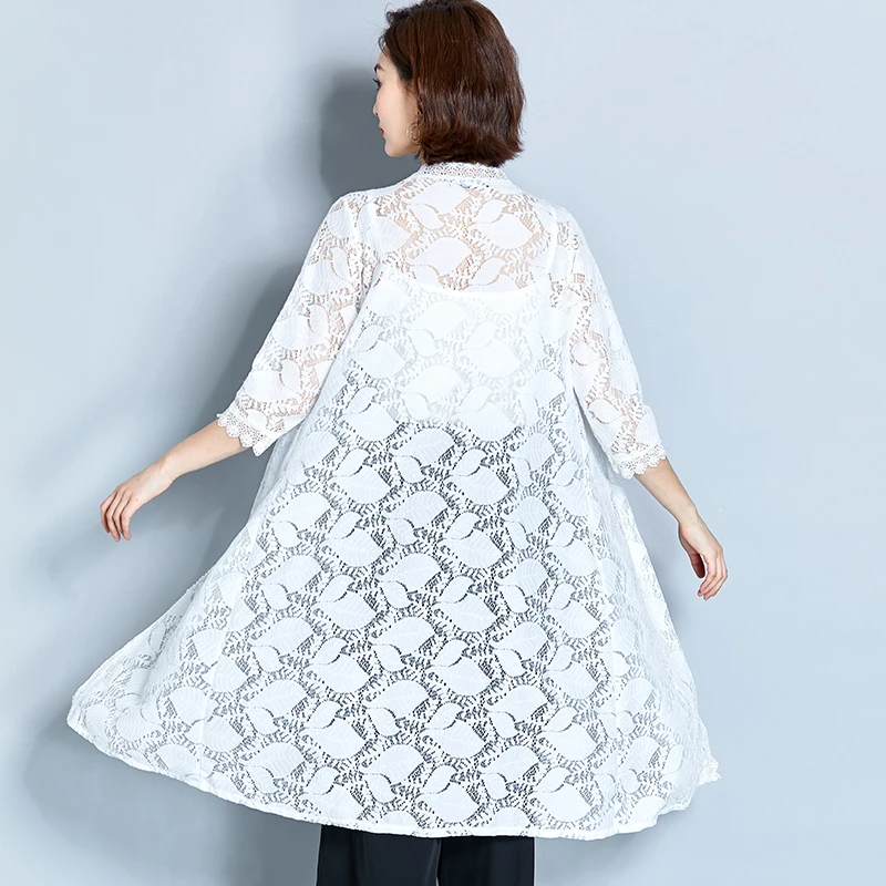 

Casual Summer Top Cardigan Fashion Blouse Cotton Lace Polyester Clothes Fashion Shirt Plus Size 3XL 2019 New Women's
