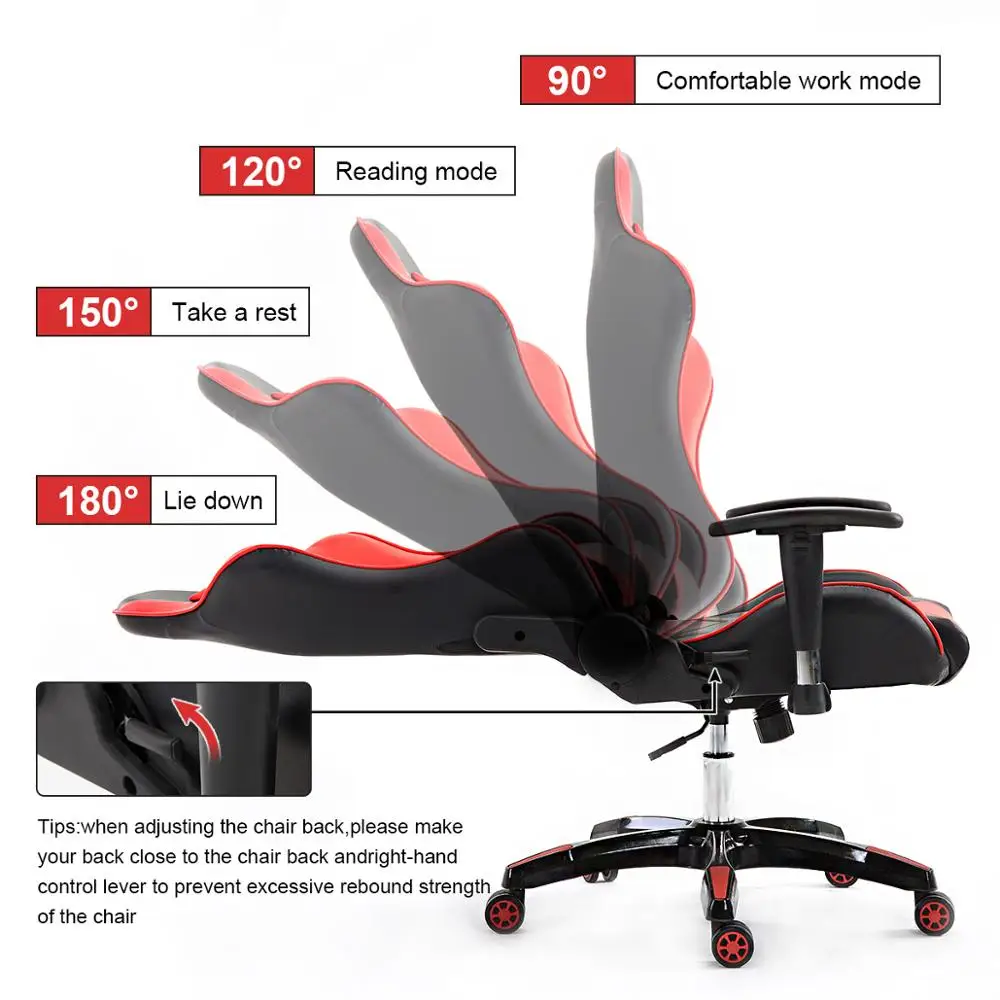 Seatingplus E-sports Computer Game chair lift swivel chair recliner comfortable sedentary computer chair Cool black and white