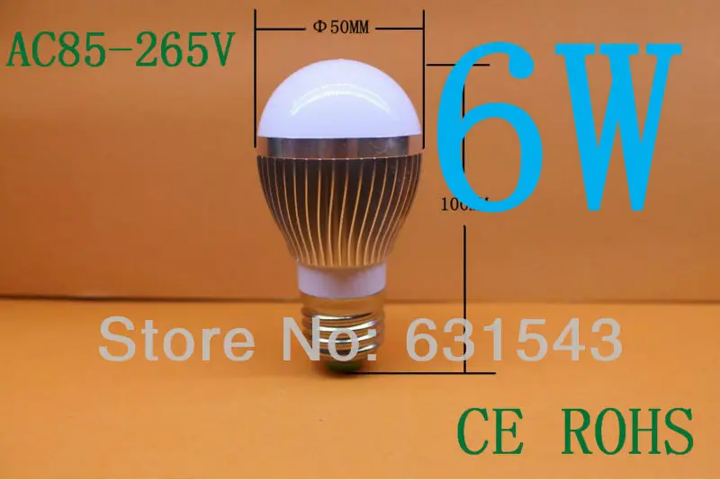 Free shipping 6x CREE High Power E27/B22/E14 3*2W Led Bulb AC85~265V CE&ampROHS Cool/Warm white 2 Years warranty 6W Light | Лампы и