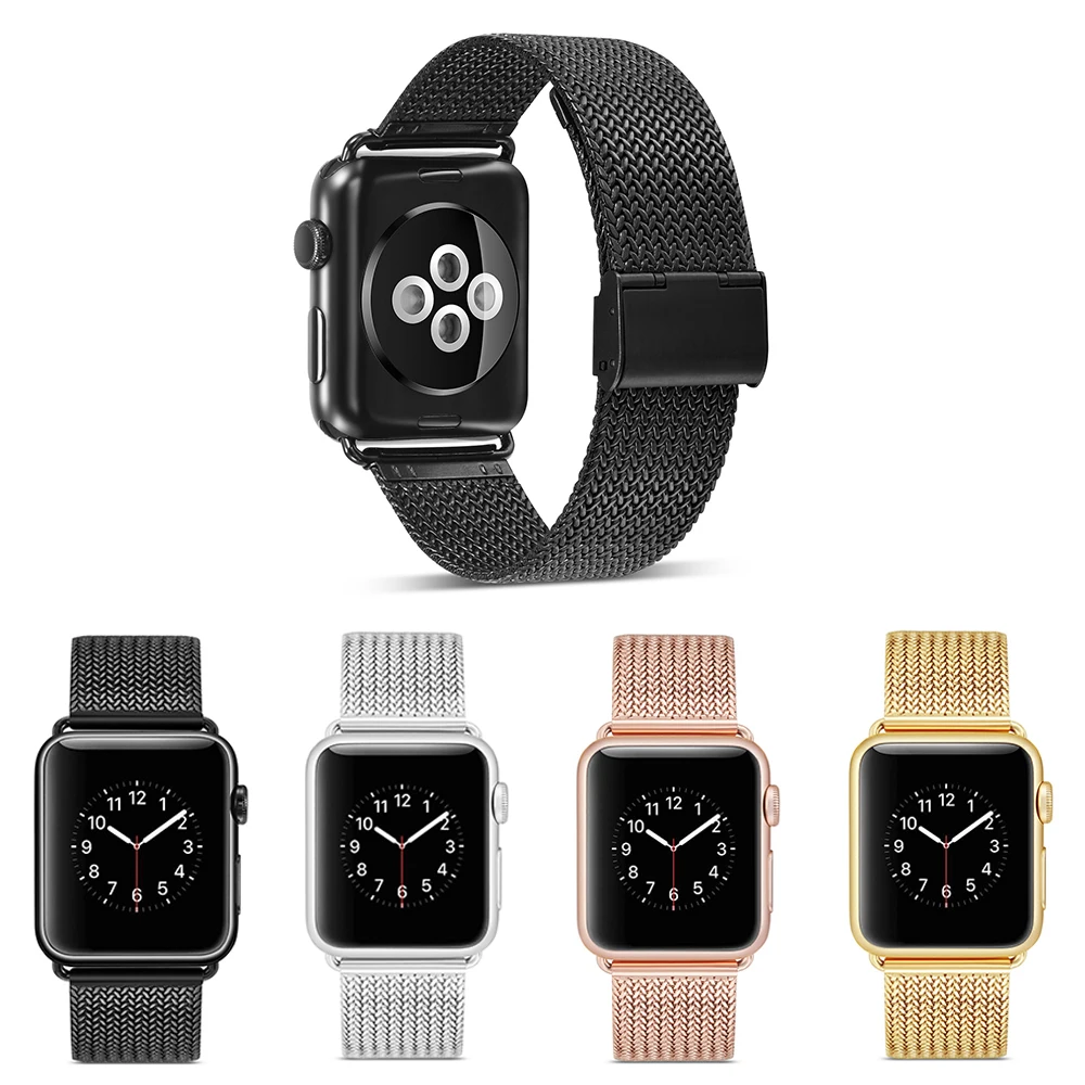Толстый ремешок из Миланской нержавеющей стали для Apple Watch 38 мм 42 40 44 iWatch Миланский