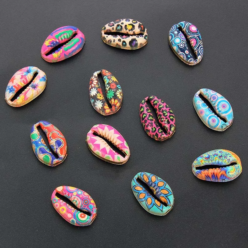 

Gold Enamel Fruit Leopard Flower Pattern Alloy Cowrie Shell Connector DIY Bracelet Accessoy For Women Girls Jewelry10pcs