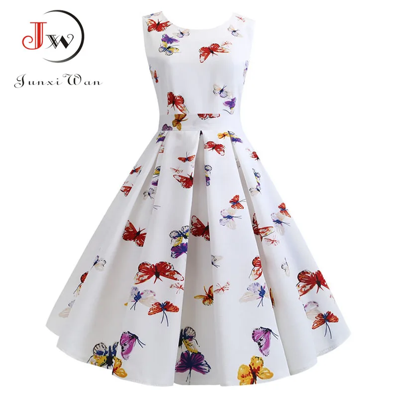 Summer Dress Women 2019 Robe Vintage Dress Butterfly Print Big Swing ...