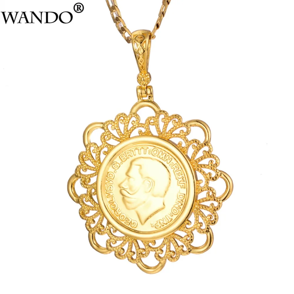 WANDO Newest Big Napoleon Coin Pendant Necklaces For Women/Men Gold Color Africa Arab Coins Metal Copper Jewelry Gifts 5cm P32 | Украшения