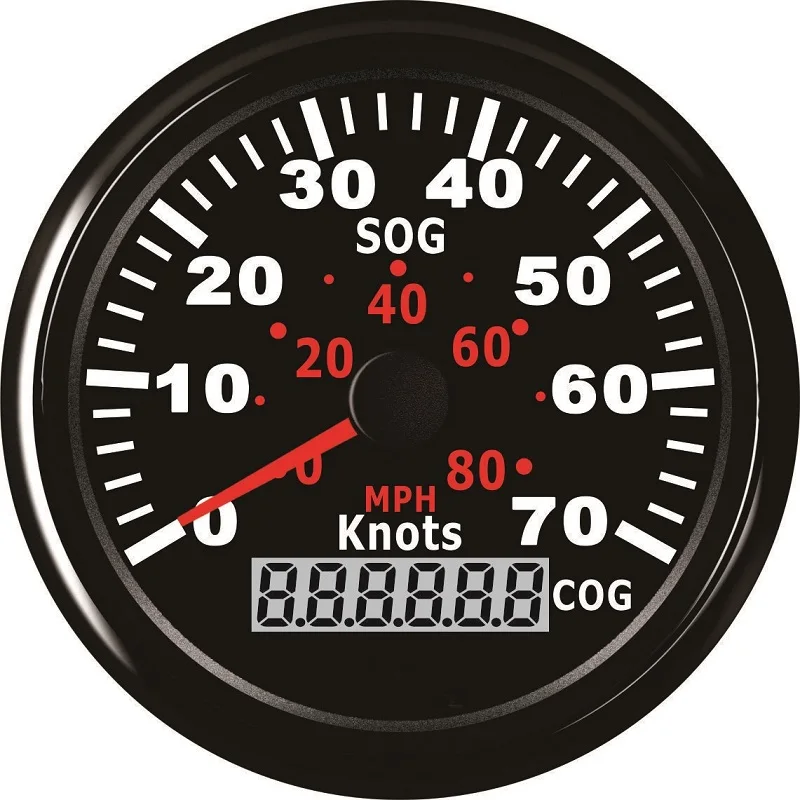 

85mm Universal Marine Boat GPS Speedometer 0-70KNOTS GPS Speedometer Speedo For Yacht Fishing Boat With Red Backlight 12V/24V