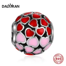 DALARAN DIY браслеты розовый любовь амулеты Аутентичные 925 пробы серебряные ажурные Бусины Подходят Ожерелье для женщин ювелирных изделий подарок