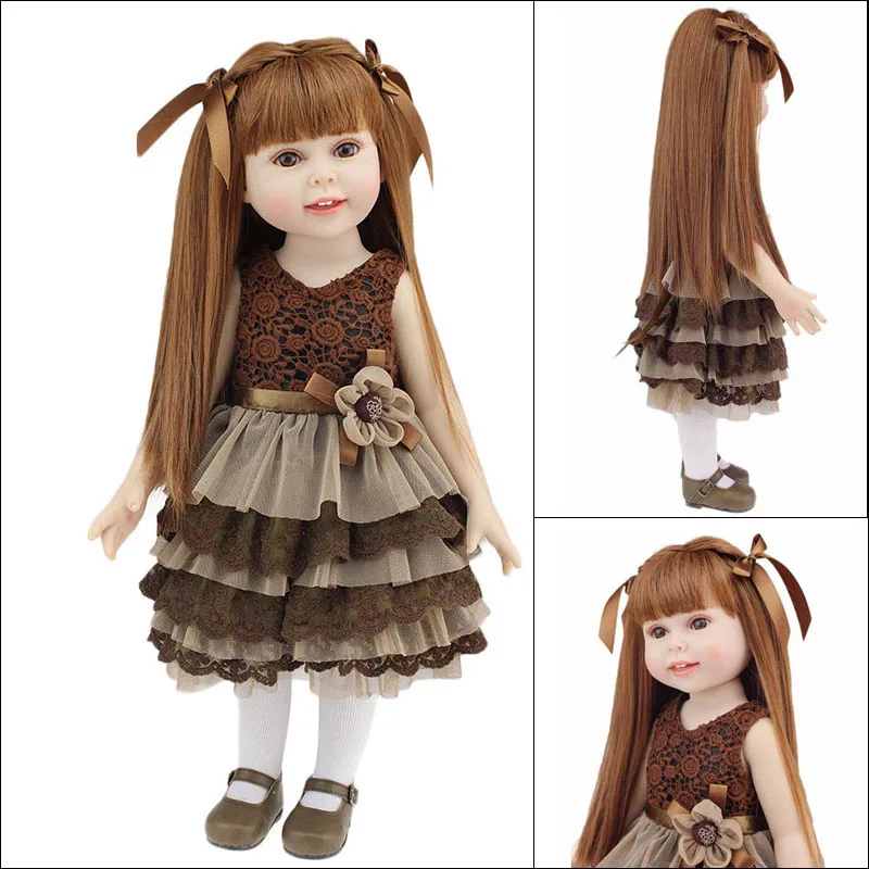 

New Design 18" American Girl Doll Full Vinyl Silicone Baby Doll Realistic Reborn Dolls Toys with Beautiful Clothes and Shoes
