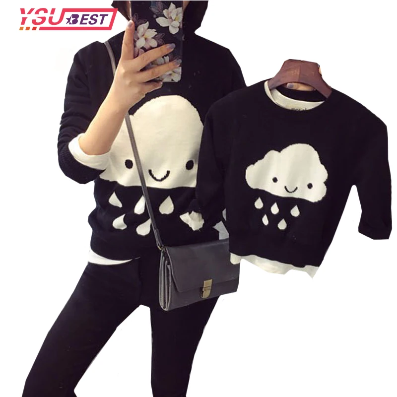 

2019 Parent-child Outfits Cloud Family Look Sweaters Family Matching Outfits Mother & kids Knit Shirts for Mother Son Girls Boy