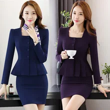 Buy S-3XL Office Women's Skirt Suits Autumn Winter 2016 Fashion Elegant Solid Long-sleeve Thick Slim Work Blazer + Skirt Sets Female Free Shipping