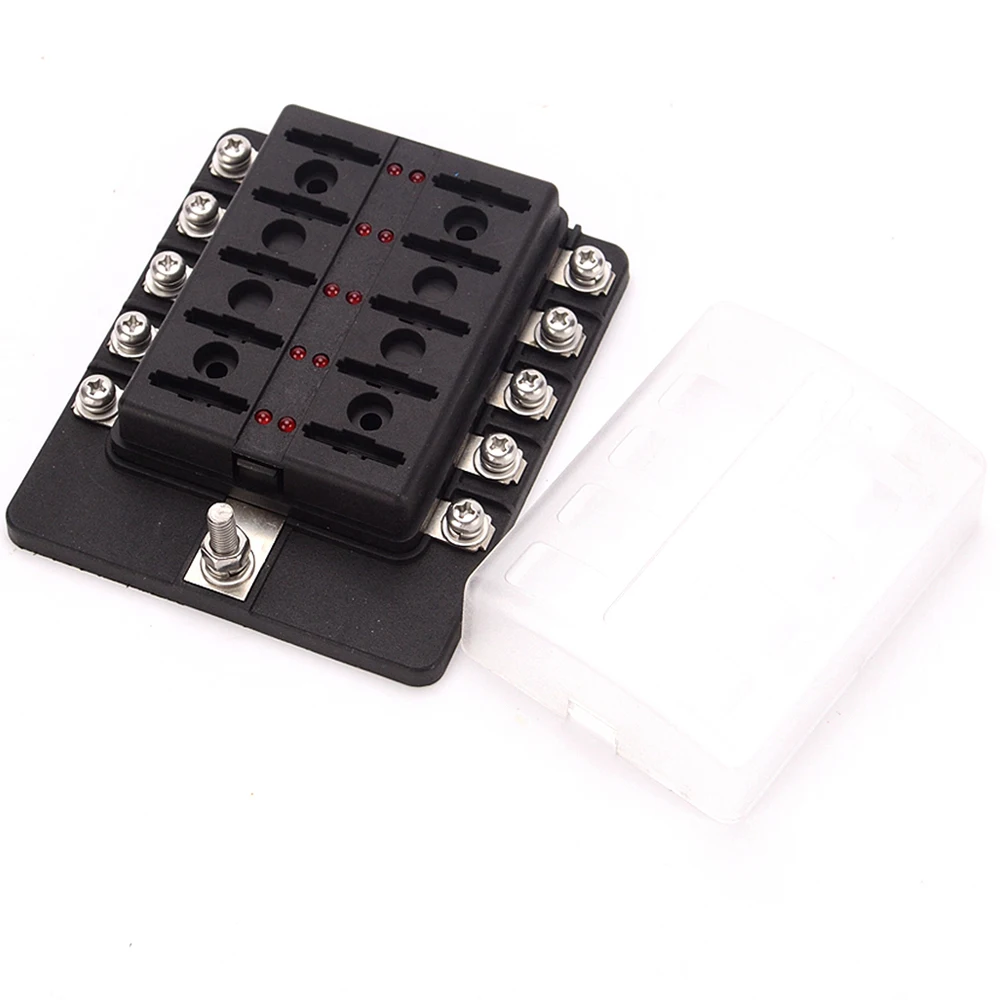 10 Way Car Blade Fuse Box RV Truck Marine Boat Fuse Block With Fuse Spade Terminals Wiring Kits LED Indicator-in Fuses from Automobiles & Motorcycles on ...