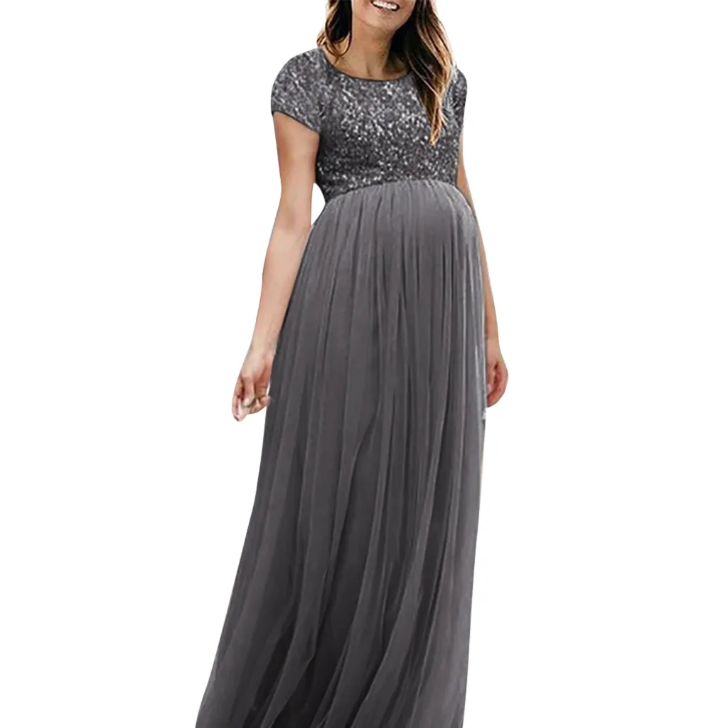 Длинное платье для беременных, женское платье с круглым вырезом и коротким рукавом, модное популярное платье макси, платье для беременных, летнее платье для фотосессии