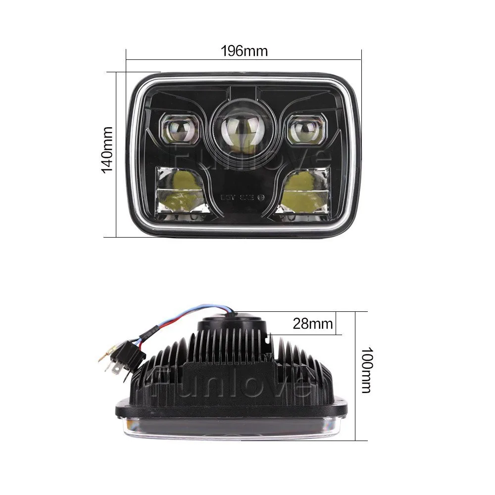Pair Black 7 X 6 LED Headlights with 80W High Beam 60W Low Beam 60w Daytime Running Light Projector for Jeep Cherokee Trucks (3)