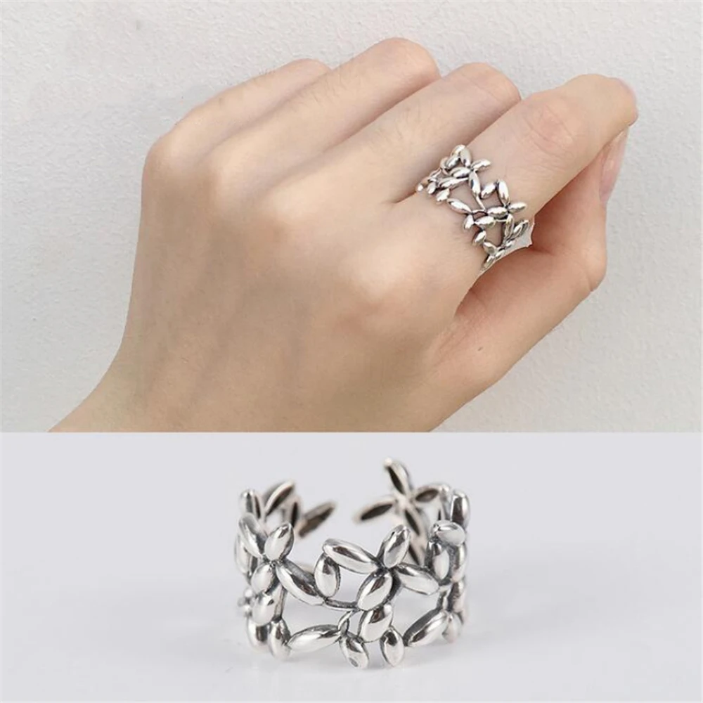 

925-12R Sparkling Geometric Lines Lavish Adjustable 925 Sterling Silver Ring For Women Wedding Gift DIY Europe Jewelry